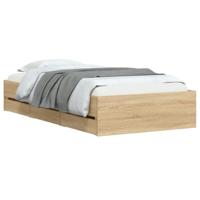 vidaXL Bedframe met lades bewerkt hout sonoma eikenkleurig 90x190 cm, bed, bed met opbergruimte, 1-persoons bedframe, 1-persoonsbed