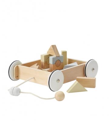 Kid's Concept blokkenwagen junior 38,5 cm hout naturel 21 delig Kid's Concept blokkenwagen junior 38,5 cm hout naturel 21 delig