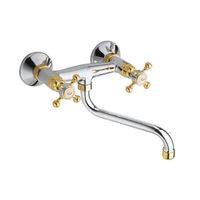 Inbouw Wastafelmengkraan Sapho Antea 2-knop Gebogen Uitloop 19 cm Chroom / Goud - thumbnail