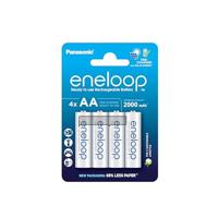 Panasonic eneloop, AA/Mignon herlaadbare batterijen, Ready-to-Use, 4-pack, verbeterde capaciteit van min. 2000 mAh, 2100 laadcycli, oplaadbare in plasticvrije verpakking, Ni-MH batterij