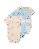 HEMA Rompers Met Stretch - 3 Stuks Lichtblauw (lichtblauw)