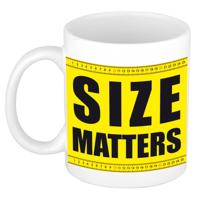 Size matters cadeau mok / beker wit met opdruk meetlint - feest mokken