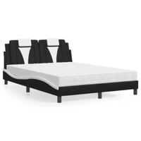 vidaXL Bed met matras kunstleer zwart en wit 120x200 cm, bed, bed ombouw, tweepersoonsbed, bedbodem, slaapkamermeubel, 2 persoonsbed, logeerbed