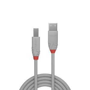 Lindy 36683 2m USB A USB B Mannelijk Mannelijk Grijs USB-kabel