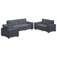 vidaXL 3-delige Loungeset met kussens fluweel donkergrijs, bank, bank zitplaatsen, relaxbank, bank comfort, tv-stoel, vrije tijd fauteuil, fauteuil