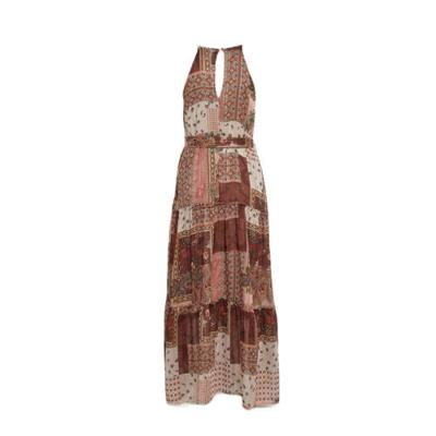 LOLALIZA halter maxi A-lijn jurk R-Paisy met all over print en volant roestbruin/ecru LOLALIZA halter maxi A-lijn jurk R-Paisy met all over print en volant roestbruin/ecru