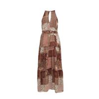 LOLALIZA halter maxi A-lijn jurk R-Paisy met all over print en volant roestbruin/ecru