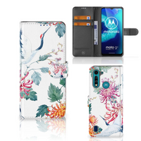 Motorola G8 Power Lite Telefoonhoesje met Pasjes Bird Flowers