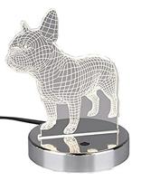 Reality Leuchten LED Lasercut tafellamp Dog R52651106, metaal chroom, acryl motief dog, incl. 3,2 Watt RGB LED met kleurverandering