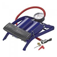 ProPlus voetpomp dubbele cilinder met manometer 7 bar blauw