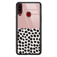 Samsung Galaxy A20s glazen hardcase - Pink dots