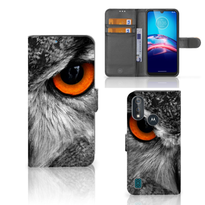 Bookcase Moto E6s Telefoonhoesje met Pasjes Uil