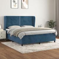 vidaXL Boxspring met matras fluweel donkerblauw 180x200 cm, bed, boxspringbed, tweepersoonsbed, slaapmeubel, boxspring bed, bed met matras, bedframe