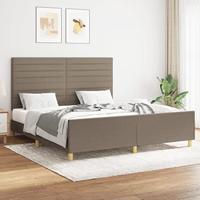 vidaXL Bedframe met hoofdeinde stof taupe 160x200 cm, bed, ledikant, tweepersoonsbed, slaapmeubel, bedbodem, bedden, slaapmeubels, slaapmeubelen