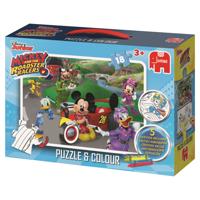 Jumbo legpuzzel/kleurplaat Disney Mickey Mouse 18 stukjes