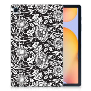 Samsung Galaxy Tab S6 Lite | S6 Lite (2022) Siliconen Hoesje Black Flowers