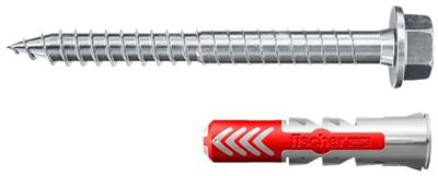 fischer DUOPOWER 10 x 50 S met ETA, universele pluggen met veiligheidsschroef, 2-componentenpluggen, kunststof pluggen voor bevestiging in beton, baksteen, gipsplaat enz., 50 pluggen + 50 schroeven