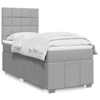 vidaXL Boxspring met matras stof lichtgrijs 90x190 cm