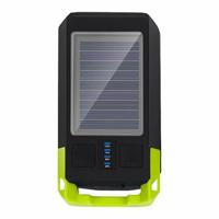 BG-1706 USB+Solar Oplaadbare Fietsverlichting Waterdicht 6 Lichtmodi Fiets Dubbele Koplamp Met Claxon Alarm - Groen - thumbnail