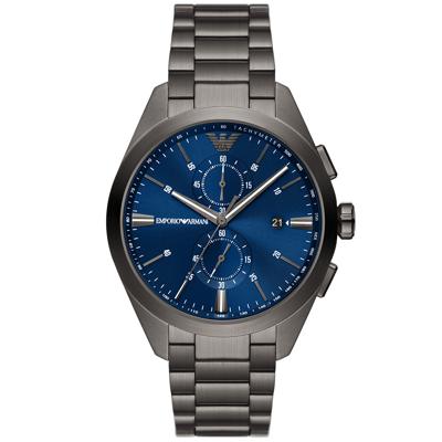 Emporio Armani AR11481 Horloge Claudio Chrono staal donkergrijs-blauw 43 mm Emporio Armani AR11481 Horloge Claudio Chrono staal donkergrijs-blauw 43 mm