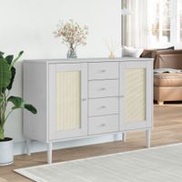 Dressoir SENJA rattan-look 112x40x80 cm massief grenenhout wit - thumbnail