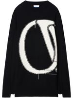 Off-White pull en laine à logo intarsia - Noir