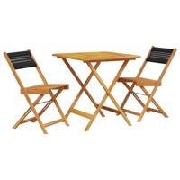 vidaXL 3-delige Bistroset polypropeen en massief hout zwart, loungeset, loungeset tuin, loungeset buiten, tuinset, terrasset, tuinset lounge