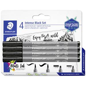 Staedtler Viltstift Intense Black 37 BK4-1 Zwart 1 mm, 2 mm 4 stuk(s)