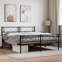 Bedframe met hoofd- en voeteneinde metaal zwart 135x190 cm