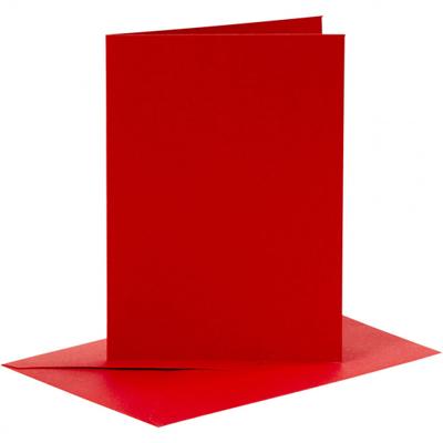 Creotime set van 6 blanco kaarten en enveloppen 10,5x15 cm rood Creotime set van 6 blanco kaarten en enveloppen 10,5x15 cm rood