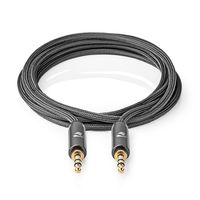 Stereo-Audiokabel | 3,5 mm Male - 3,5 mm Female | Gun Metal Grey | Gevlochten kabel - thumbnail