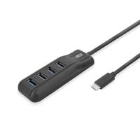 ACT 4-poorts USB 3.0 USB-C hub 50cm zwart