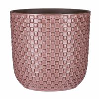 Plantenpot/bloempot keramiek roze stijlvol patroon - D21.5 en H20.5 cm - thumbnail