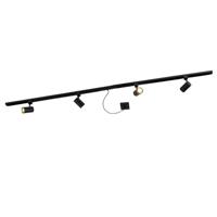 QAZQA - Modern 1-fase railsysteem zwart met 4 spots en I voeding vierkant - Jeana | Slaapkamer | Keuken - Staal Langwerpig |Vierkant - GU10 Geschikt voor LED - Max. 4 x 40 Watt