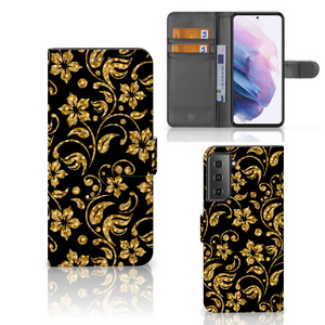 Samsung Galaxy S21 Plus Hoesje Gouden Bloemen