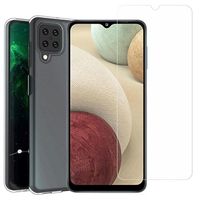 Saii 2-in-1 Samsung Galaxy A12 TPU-hoesje en schermbeschermer van gehard glas