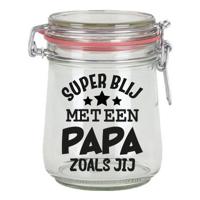 Cadeau voorraadpot - papa - glas - 10 x 7,5 cm - 720 ml - verjaardag cadeau - snoeppot - Vaderdag - thumbnail