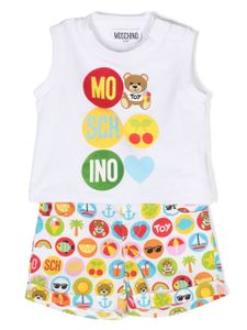 Moschino Kids ensemble t-shirt-short à motif imprimé - Blanc