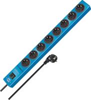 Brennenstuhl Hugo! Stekkerdoos 8-voudig met overspanningsbeveiliging (2 m kabel en schakelaar, behuizing van onbreekbaar polycarbonaat) 2 m blauw