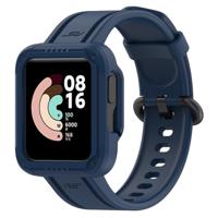 By Qubix - Siliconen sportband met case - Navy - Xiaomi Redmi Watch 2 (Lite)