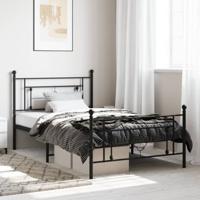 vidaXL Bedframe met hoofd- en voeteneinde metaal zwart 107x203 cm, eenpersoonsbed, bedombouw, logeerbed, bed, ledikant, bed frame, metalen bedframe