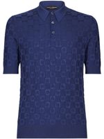 Dolce & Gabbana polo en soie à motif en jacquard - Bleu