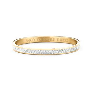 CO88 Collection Sparkle 8CB 90307 Stalen Bangle met Kristallen - One-size (58x49x6 mm) - Goudkleurig / Wit