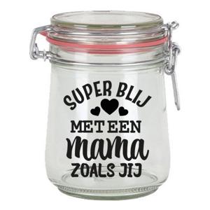 Bellatio Decorations Cadeau voorraadpot/snoeppot - mama - glas - 10 x 7,5 cm - 720 ml - Moederdag   -