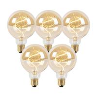 LUEDD Set van 5 E27 dimbare LED lampen spiraal G95 goud 4W 270 lm