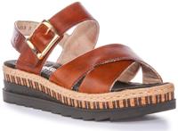 Rieker Women's Cork Open Toe Buckle Slip On Sandals (Bruin, EU 40)