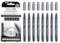 Pentel Pointliner Pigment Liner Technische Tekening Fineliner Pen S20P - 0.03mm, 0.05mm, 0.1mm, 0.2mm, 0.3mm, 0.4mm, 0.5mm, 0.8mm - Zwarte Inkt - Pack van 8