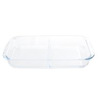 Rechthoekige glazen 2-vaks ovenschaal 3,2 liter 34 x 21 x 5 cm