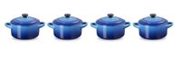 Le Creuset Serveerpan / Mini Braadpan Signature - Azure - ø 10 cm / 250 ml - 4 stuks