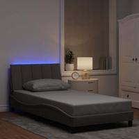 vidaXL Bedframe zonder matras 100x200 cm stof taupe, bed, bed ombouw, eenpersoonsbed, bedbodem, slaapkamermeubel, 1 persoonsbed, logeerbed, houten bed